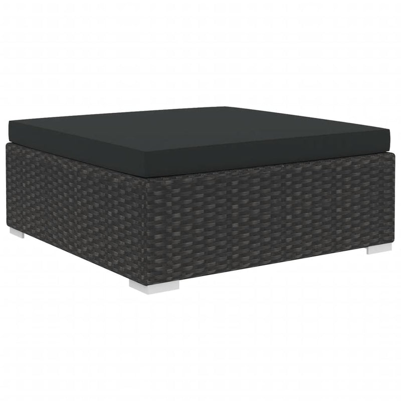 vidaXL 4 Piece Garden Lounge Set with Cushions Poly Rattan Black