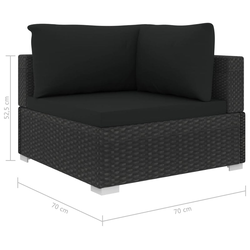 vidaXL 4 Piece Garden Lounge Set with Cushions Poly Rattan Black