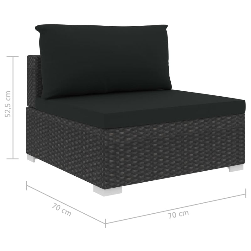 vidaXL 4 Piece Garden Lounge Set with Cushions Poly Rattan Black