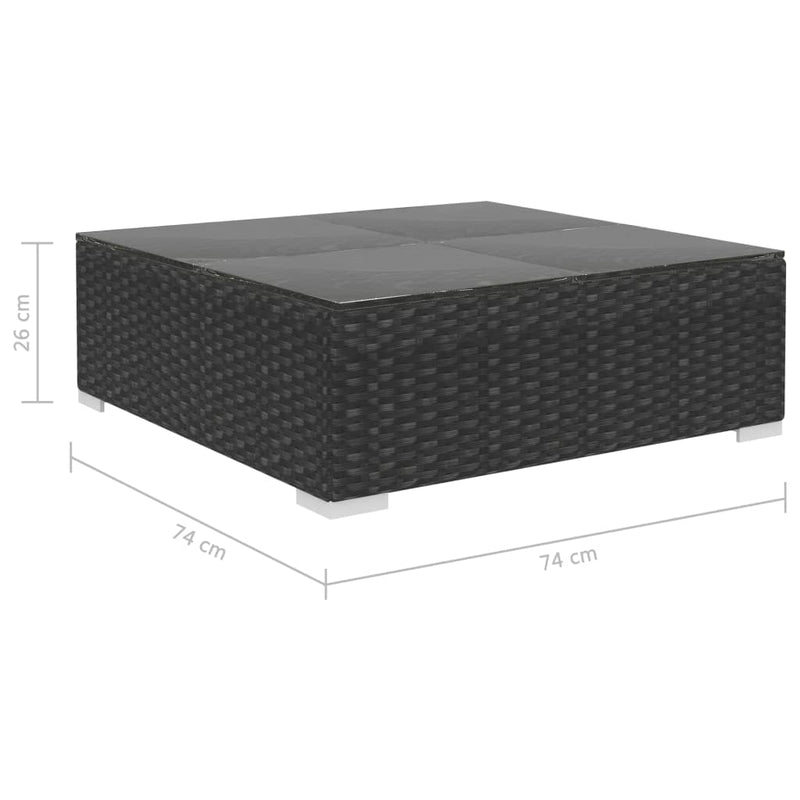 vidaXL 4 Piece Garden Lounge Set with Cushions Poly Rattan Black