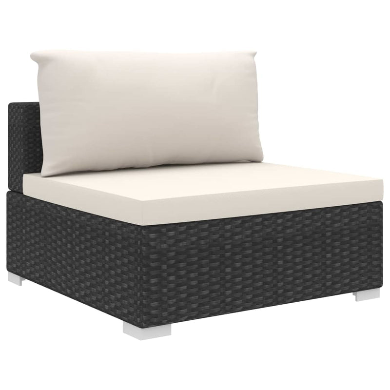 vidaXL 5 Piece Garden Lounge Set with Cushions Poly Rattan Black