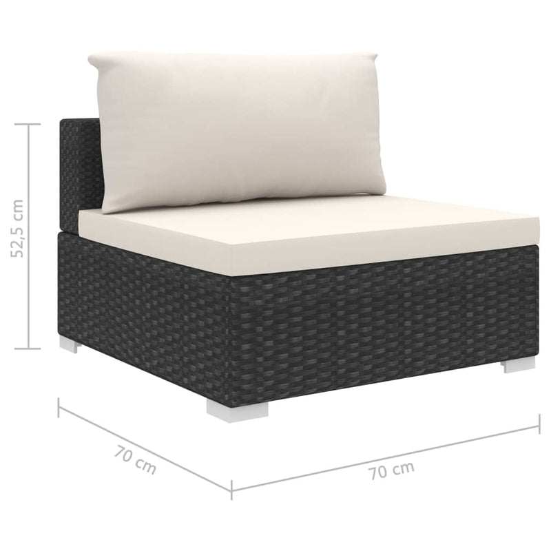 vidaXL 5 Piece Garden Lounge Set with Cushions Poly Rattan Black