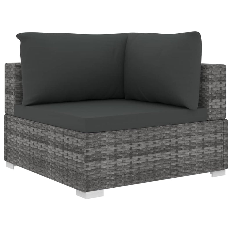 vidaXL 5 Piece Garden Lounge Set with Cushions Poly Rattan Grey