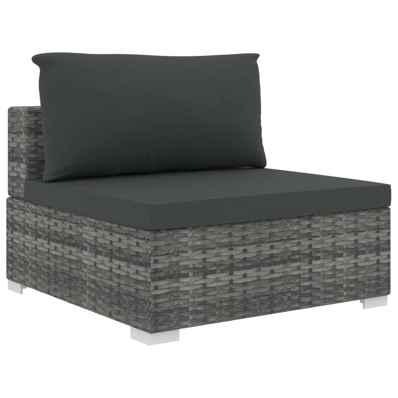 vidaXL 5 Piece Garden Lounge Set with Cushions Poly Rattan Grey