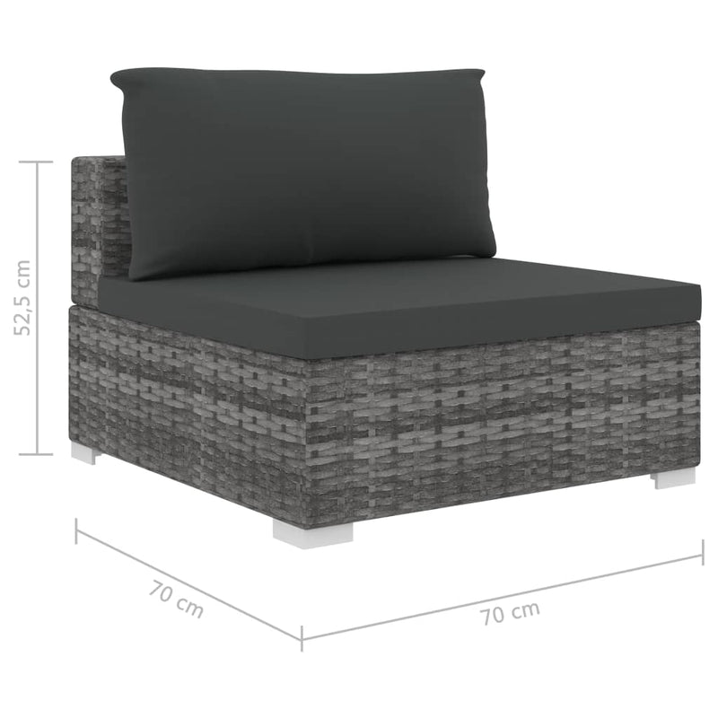 vidaXL 5 Piece Garden Lounge Set with Cushions Poly Rattan Grey