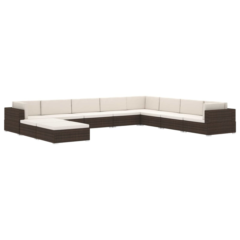 vidaXL Sectional Corner Chair 1 pc with Cushions Poly Rattan Brown