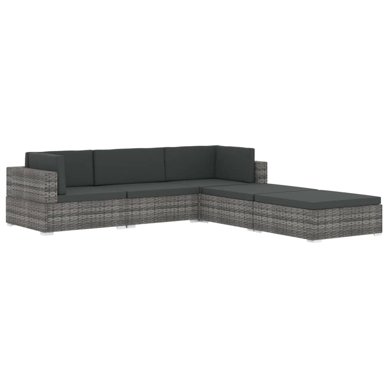 vidaXL Sectional Corner Chair 1 pc with Cushions Poly Rattan Brown