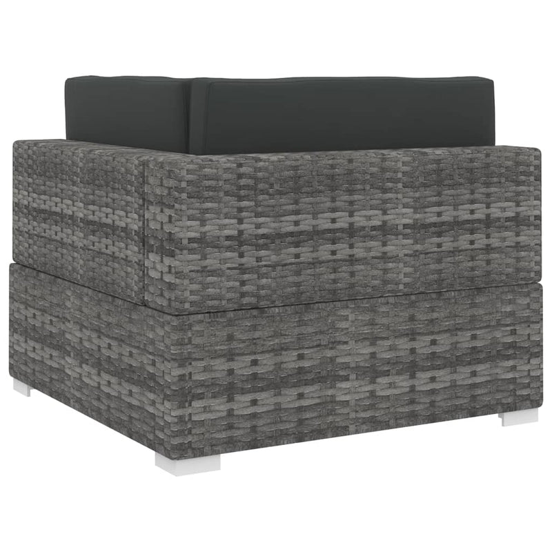 vidaXL Sectional Corner Chair 1 pc with Cushions Poly Rattan Grey