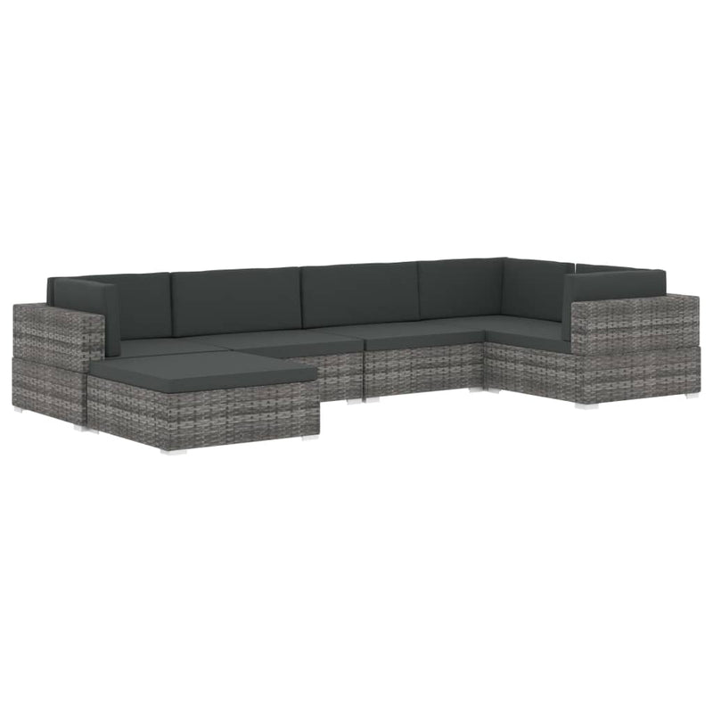 vidaXL Sectional Corner Chair 1 pc with Cushions Poly Rattan Grey
