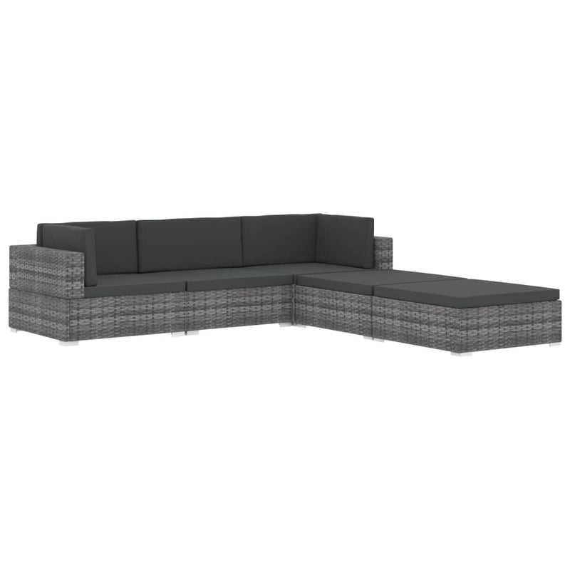 vidaXL Sectional Corner Chair 1 pc with Cushions Poly Rattan Grey