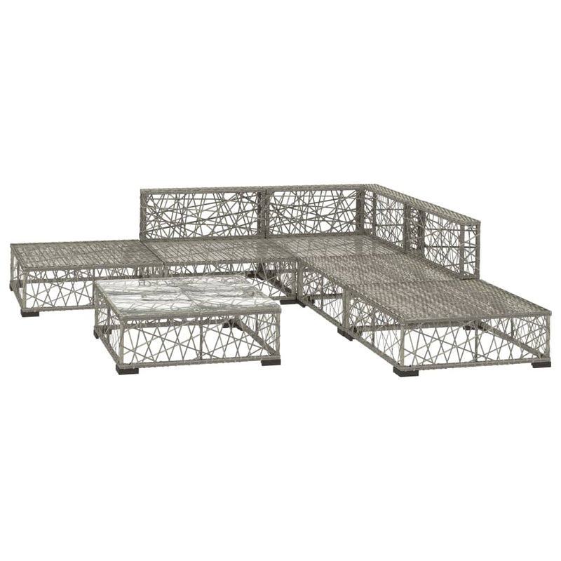 vidaXL 6 Piece Garden Lounge Set with Cushions Poly Rattan Grey