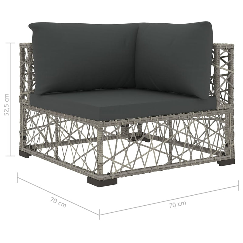 vidaXL 6 Piece Garden Lounge Set with Cushions Poly Rattan Grey