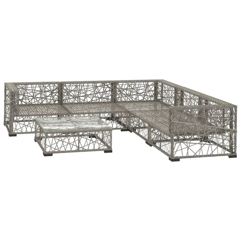 vidaXL 6 Piece Garden Lounge Set with Cushions Poly Rattan Grey