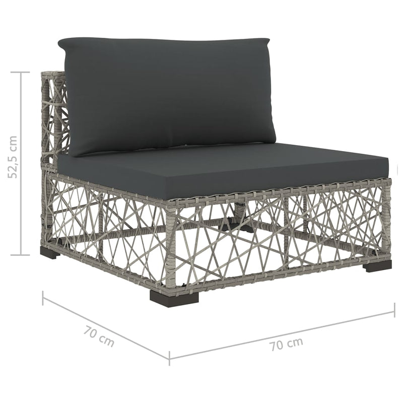 vidaXL 6 Piece Garden Lounge Set with Cushions Poly Rattan Grey