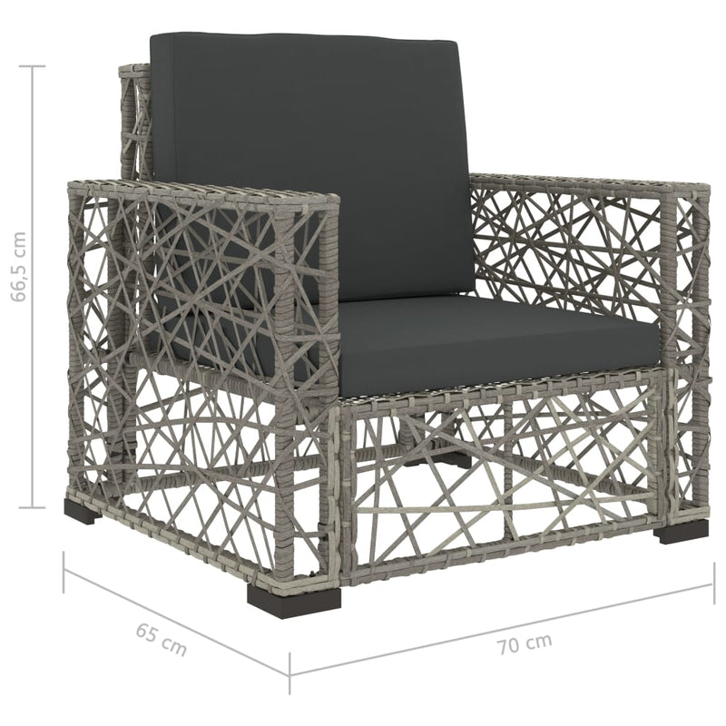 6 Piece Garden Lounge Set with Cushions Poly Rattan Grey