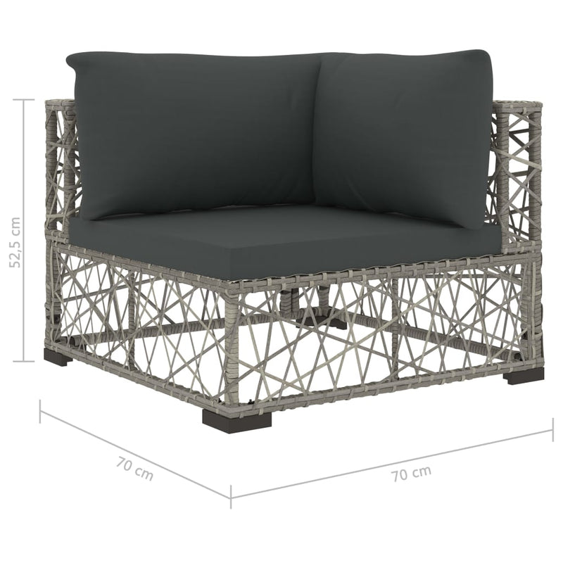 vidaXL 6 Piece Garden Lounge Set with Cushions Poly Rattan Grey