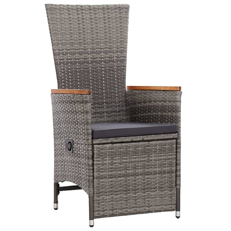 vidaXL Reclining Garden Chairs 2 pcs with Cushions Poly Rattan Grey