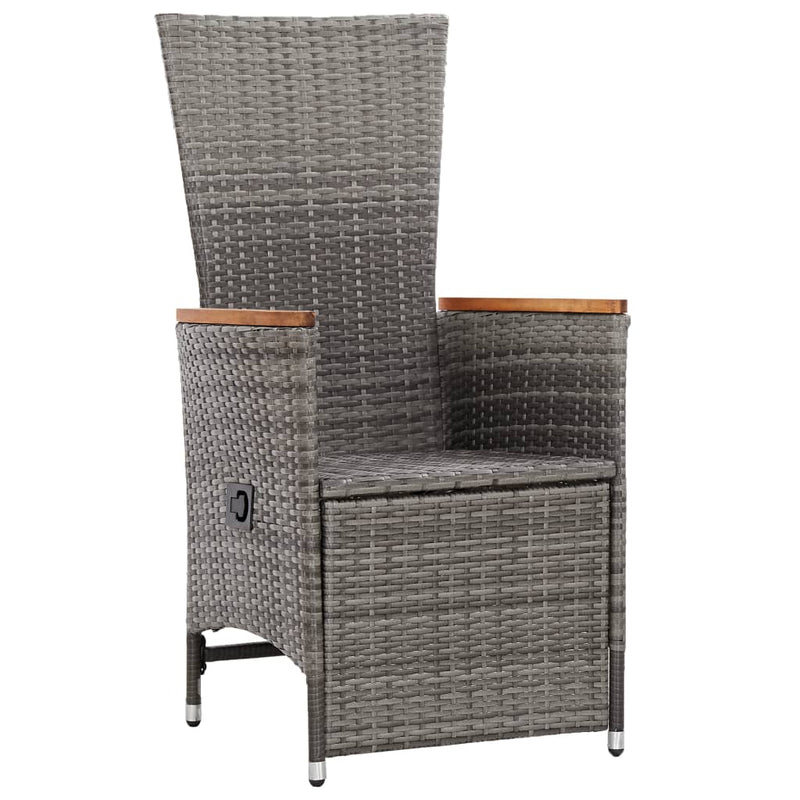 vidaXL Reclining Garden Chairs 2 pcs with Cushions Poly Rattan Grey