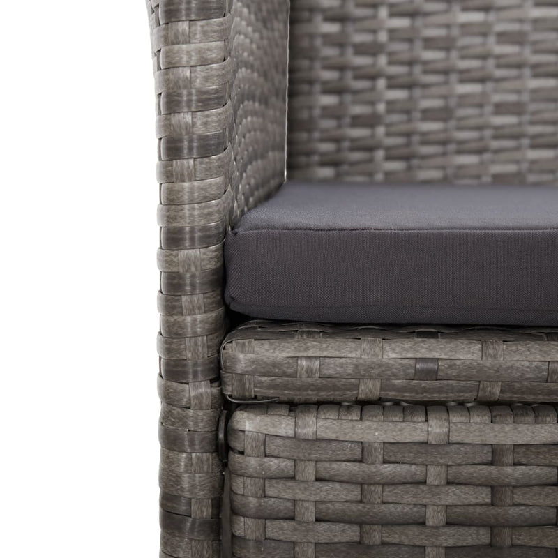vidaXL Reclining Garden Chairs 2 pcs with Cushions Poly Rattan Grey
