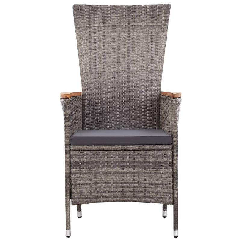 vidaXL Outdoor Chairs 2 pcs with Cushions Poly Rattan Grey