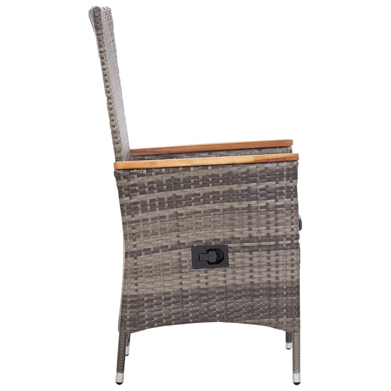vidaXL Outdoor Chairs 2 pcs with Cushions Poly Rattan Grey