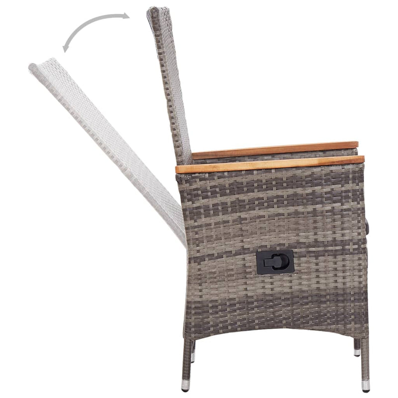 vidaXL Outdoor Chairs 2 pcs with Cushions Poly Rattan Grey