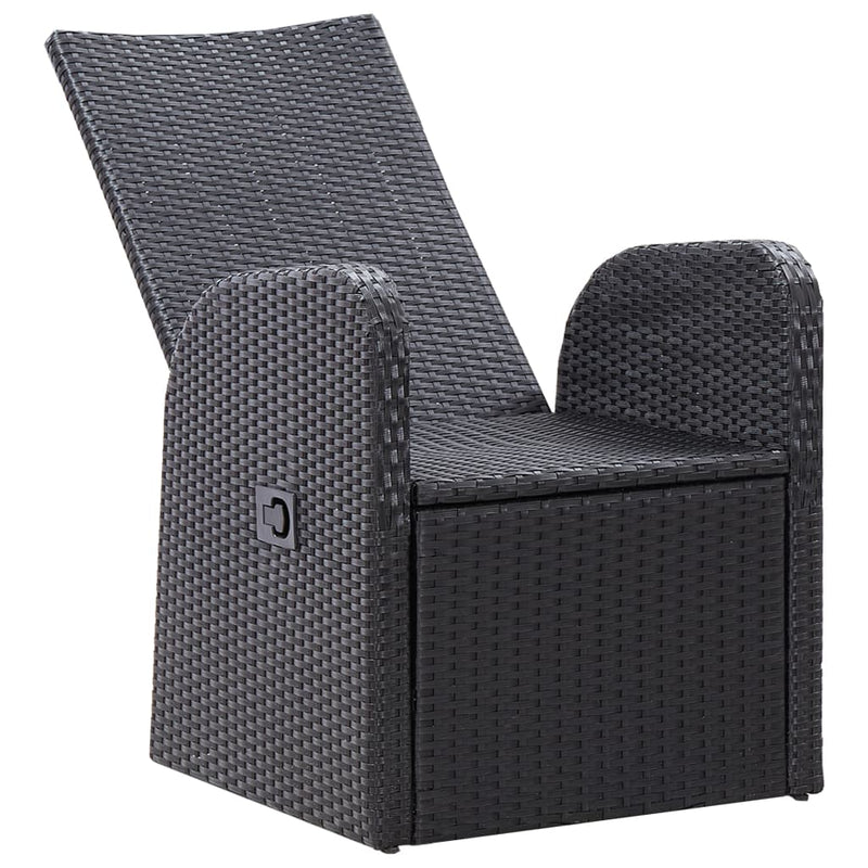 vidaXL Reclining Garden Chairs 2 pcs with Cushions Poly Rattan Black
