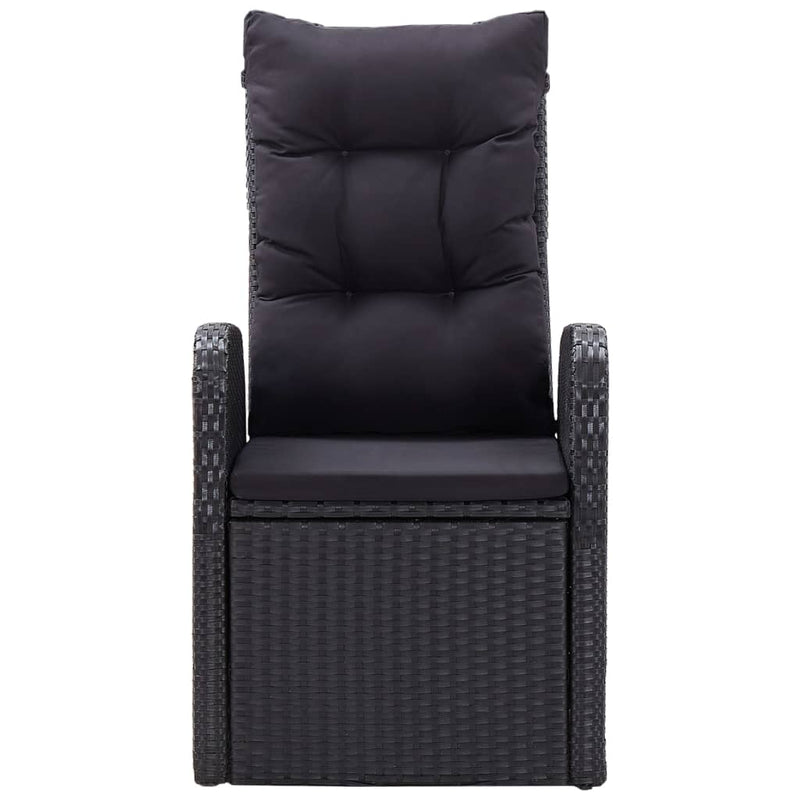 vidaXL Reclining Garden Chairs 2 pcs with Cushions Poly Rattan Black