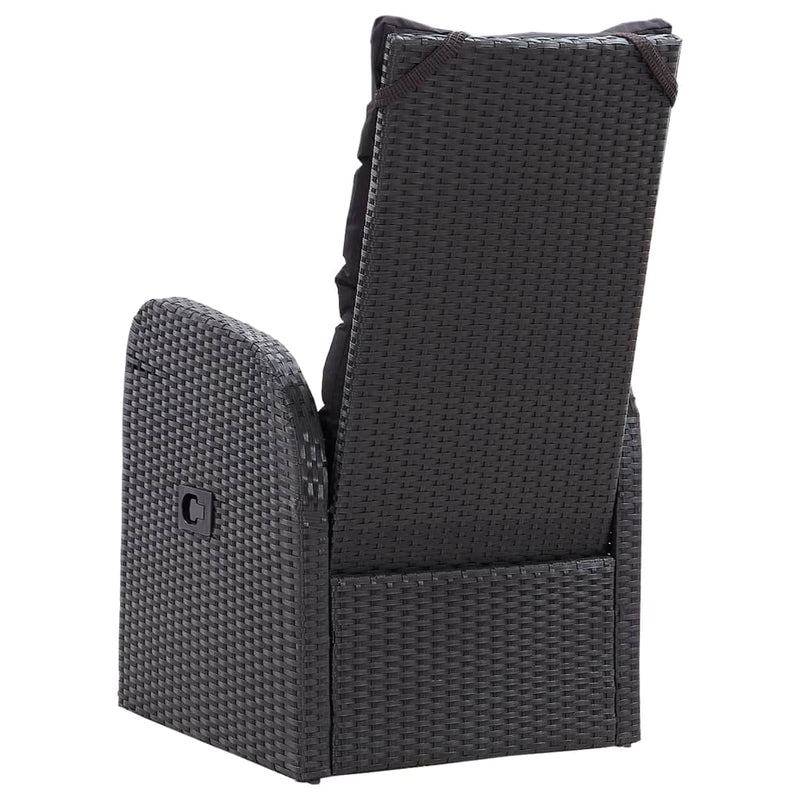 vidaXL Reclining Garden Chairs 2 pcs with Cushions Poly Rattan Black
