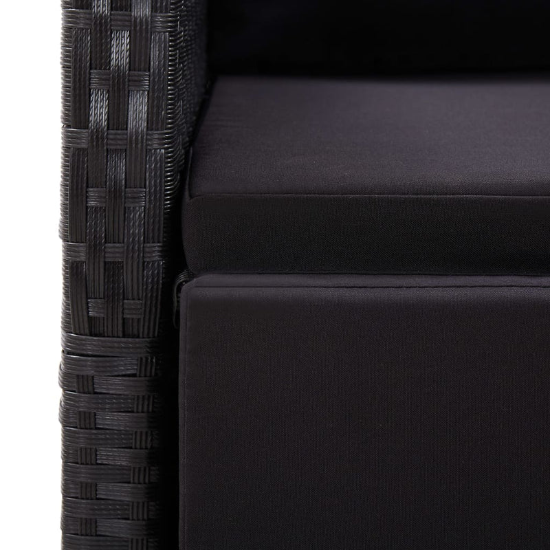 vidaXL Reclining Garden Chairs 2 pcs with Cushions Poly Rattan Black