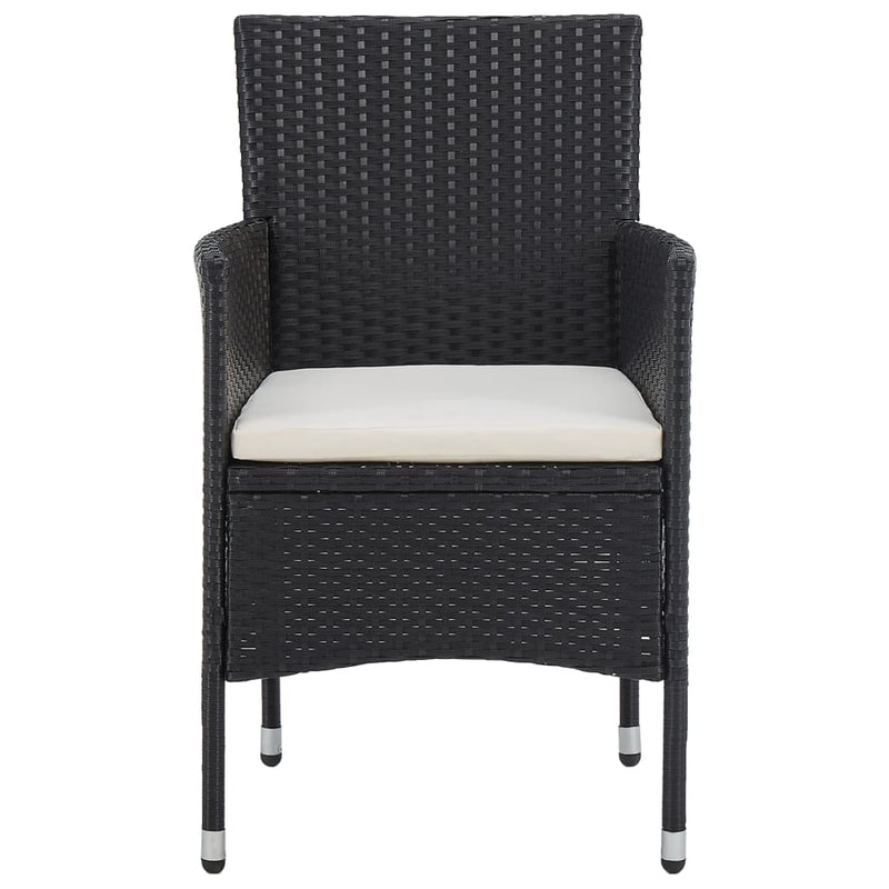 vidaXL Garden Dining Chairs 2pcs Poly Rattan Black