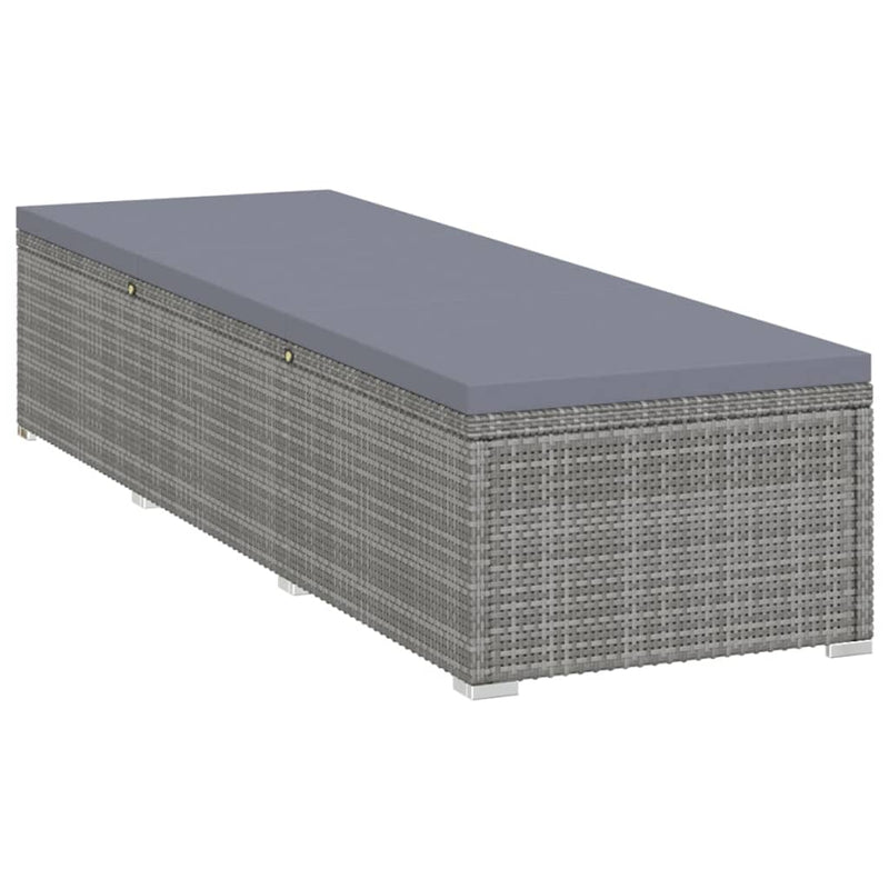 vidaXL Sun Lounger with Cushion Poly Rattan Grey