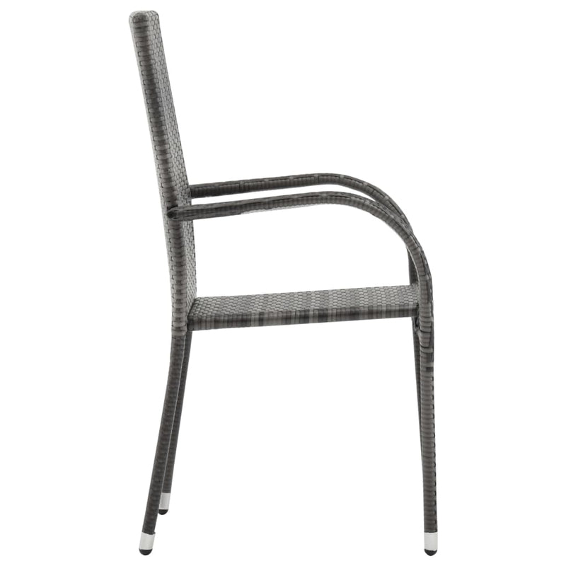 vidaXL Stackable Outdoor Chairs 2 pcs Grey Poly Rattan