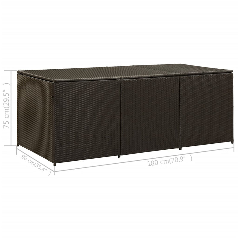 vidaXL Garden Storage Box Poly Rattan 180x90x70 cm Brown