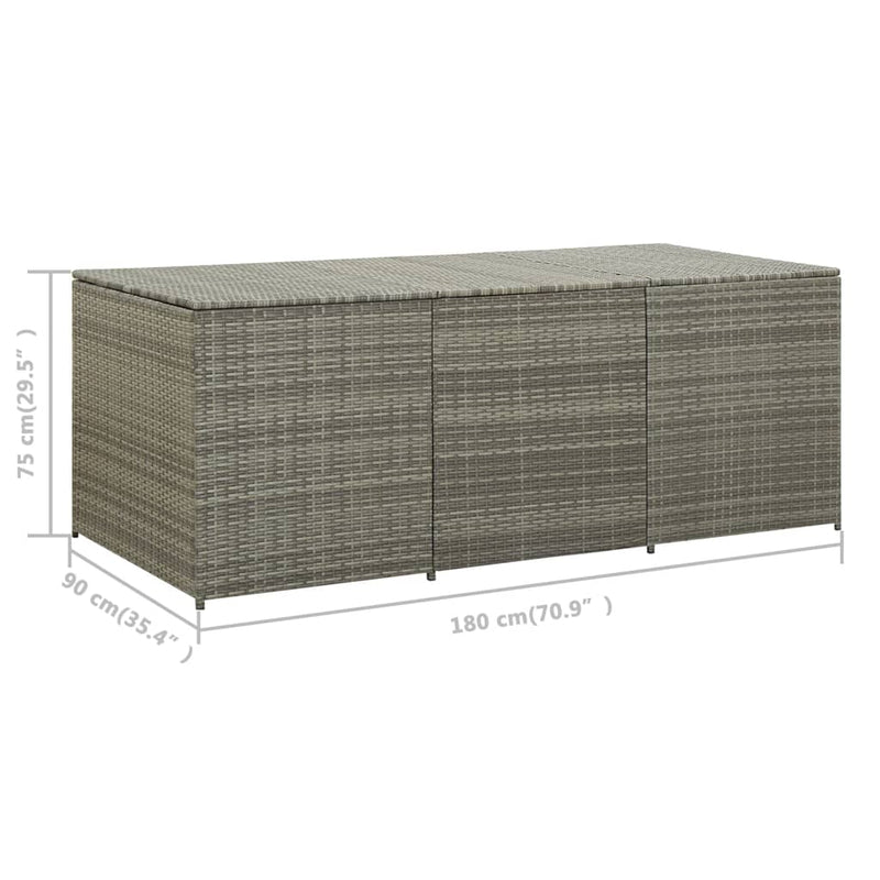 vidaXL Garden Storage Box Poly Rattan 180x90x70 cm Grey