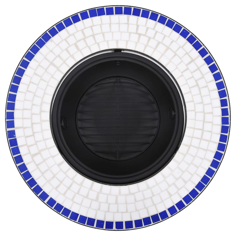vidaXl Mosaic Fire Pit Blue and White 68cm Ceramic