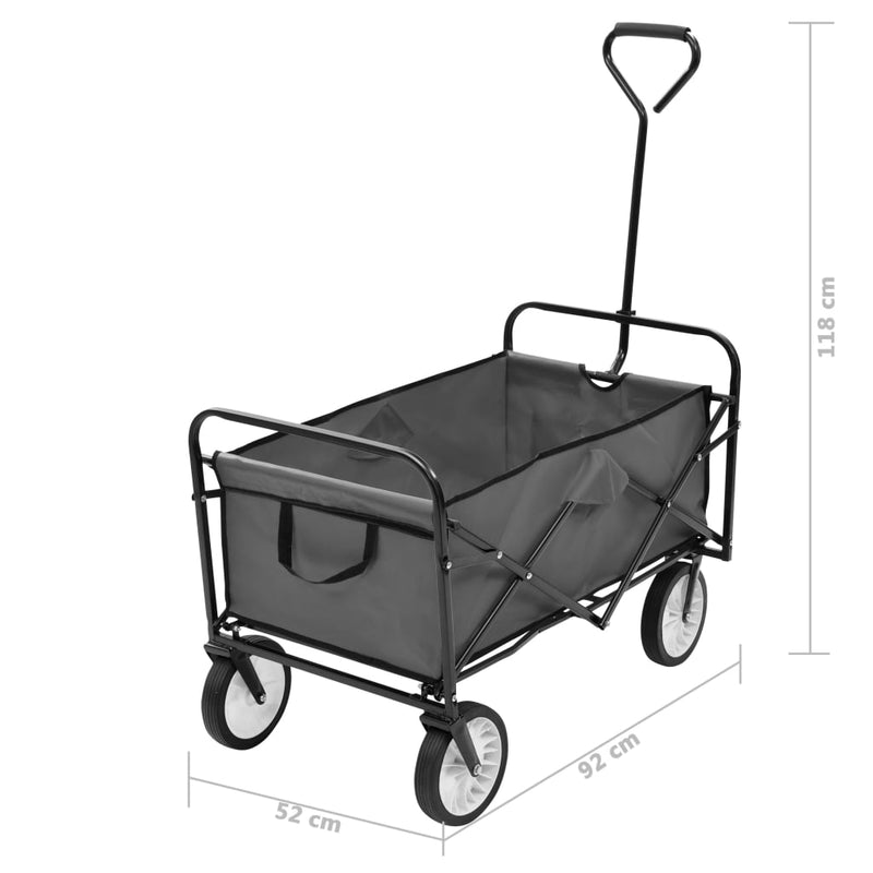 vidaXL Folding Hand Trolley Steel Grey