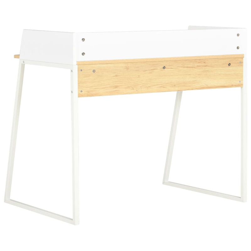 vidaXL Desk White and Oak 90x60x88 cm
