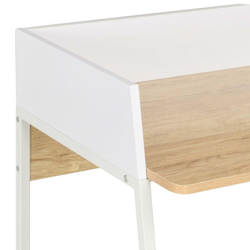 vidaXL Desk White and Oak 90x60x88 cm