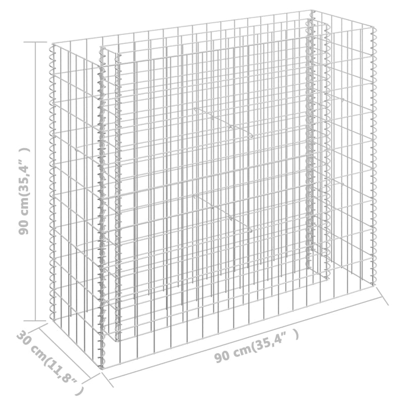 vidaXL Gabion Raised Bed Galvanised Steel 90x30x90 cm