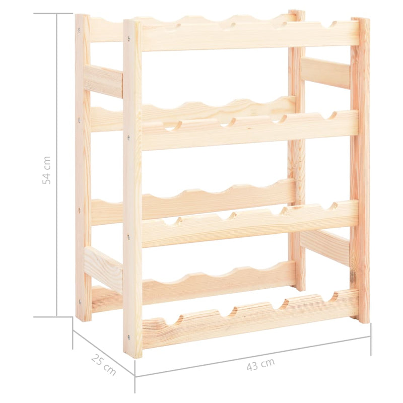vidaXL Wine Rack for 16 Bottles Solid Wood Pine