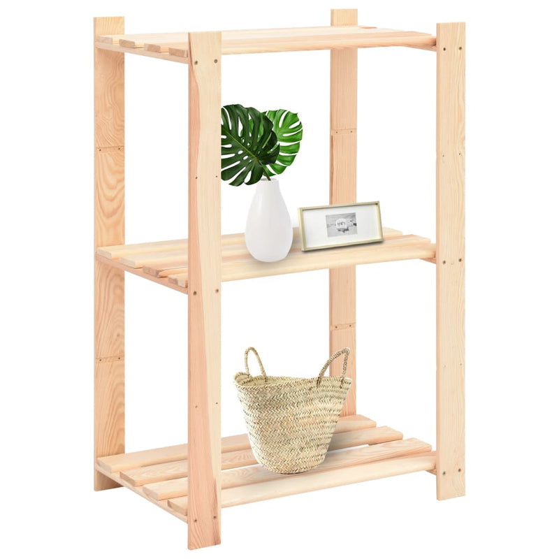 vidaXL 3-Tier Storage Rack 60x38x90 cm Solid Wood Pine 150 kg