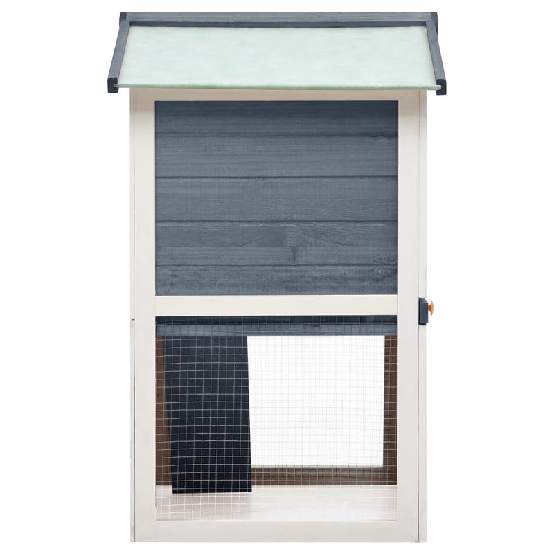 vidaXL Outdoor Rabbit Hutch 3 Doors Grey Wood