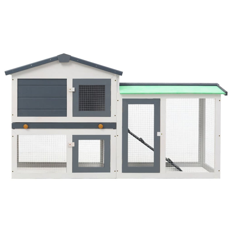 vidaXL Outdoor Large Rabbit Hutch Grey and White 145x45x84 cm Wood