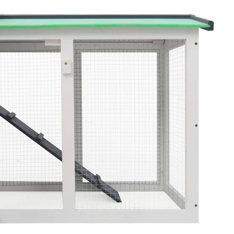 vidaXL Outdoor Large Rabbit Hutch Grey and White 145x45x84 cm Wood