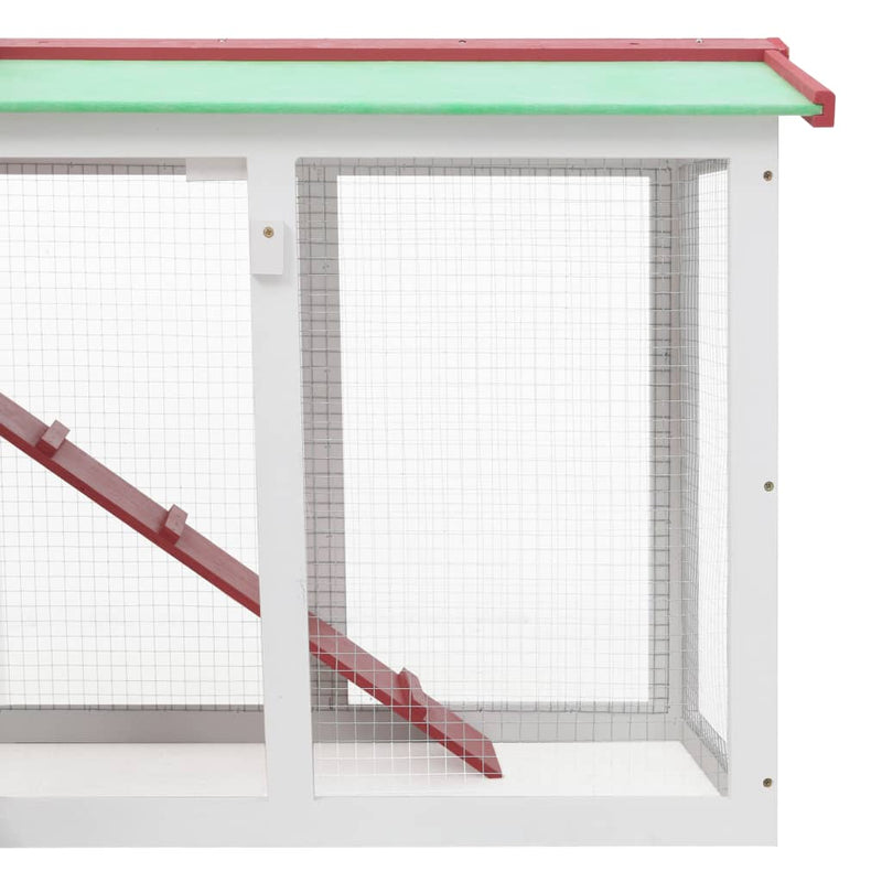 vidaXL Outdoor Large Rabbit Hutch Red and White 145x45x84 cm Wood