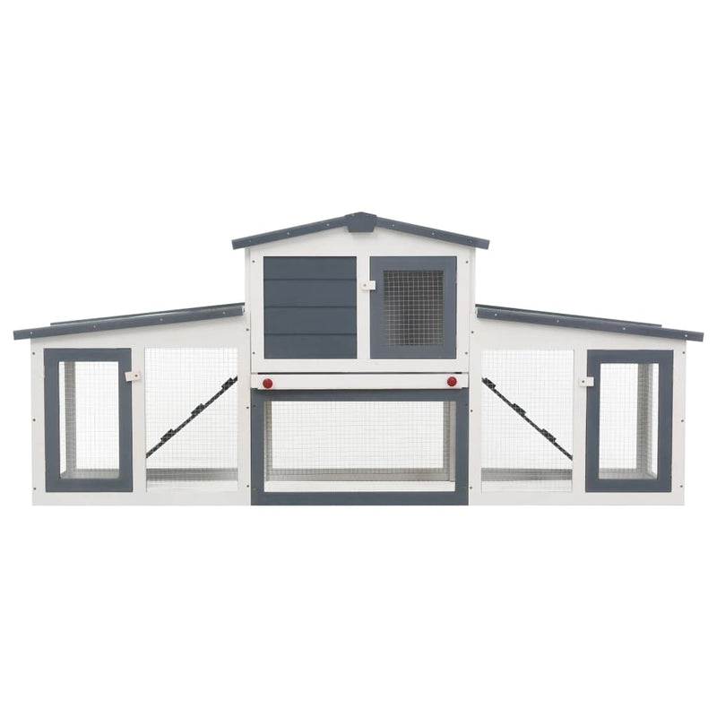 vidaXL Outdoor Large Rabbit Hutch Grey and White 201x45x85 cm Wood