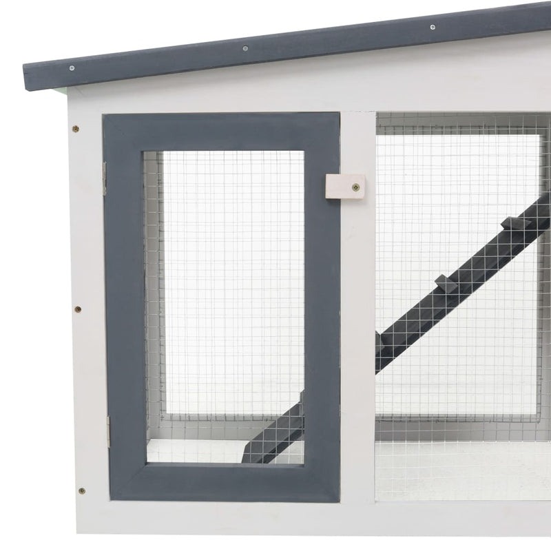 vidaXL Outdoor Large Rabbit Hutch Grey and White 201x45x85 cm Wood