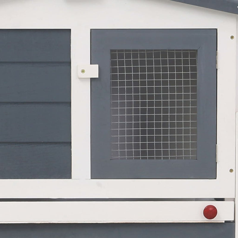 vidaXL Outdoor Large Rabbit Hutch Grey and White 201x45x85 cm Wood