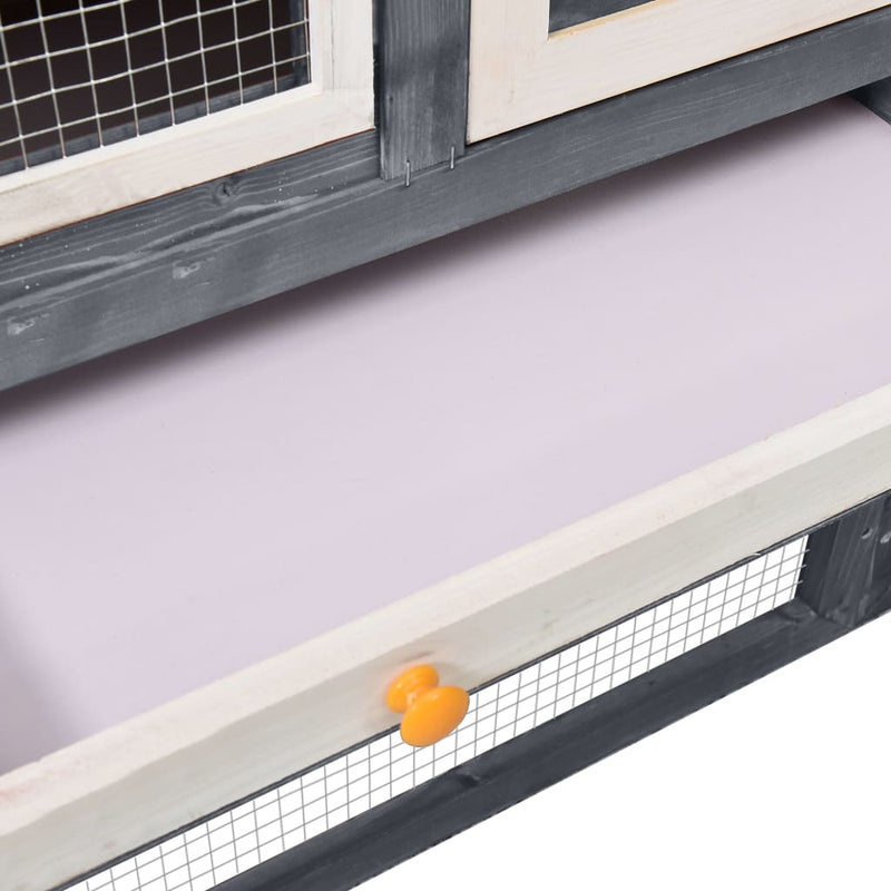 vidaXL Rabbit Hutch Grey and White 140x63x120 cm Solid Firwood